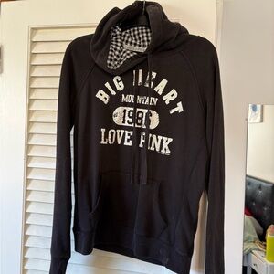 VINTAGE PINK Victoria's Secret Black and White Plaid Lined Hoodie